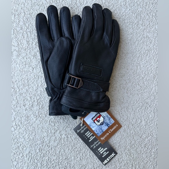 Hestra Black Rättvik Elk Leather Gloves 3176HK-10 Men's New With Tags 9 - Picture 2 of 12